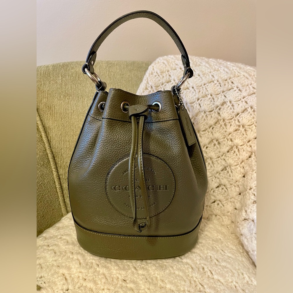 Coach Green Dempsey Leather Bucket Bag